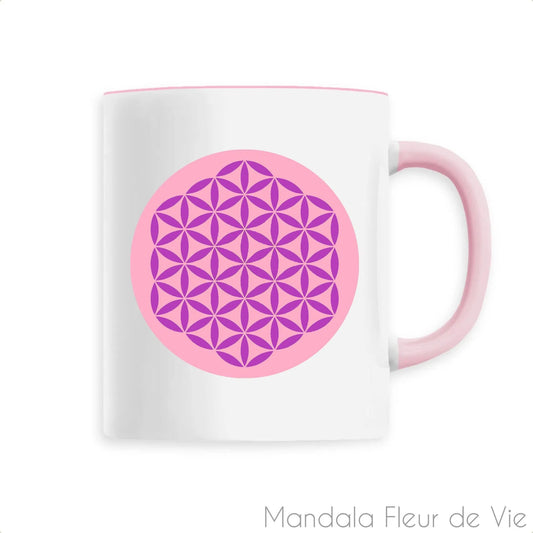 Mug en Céramique Fleur de vie Rose/Mauve