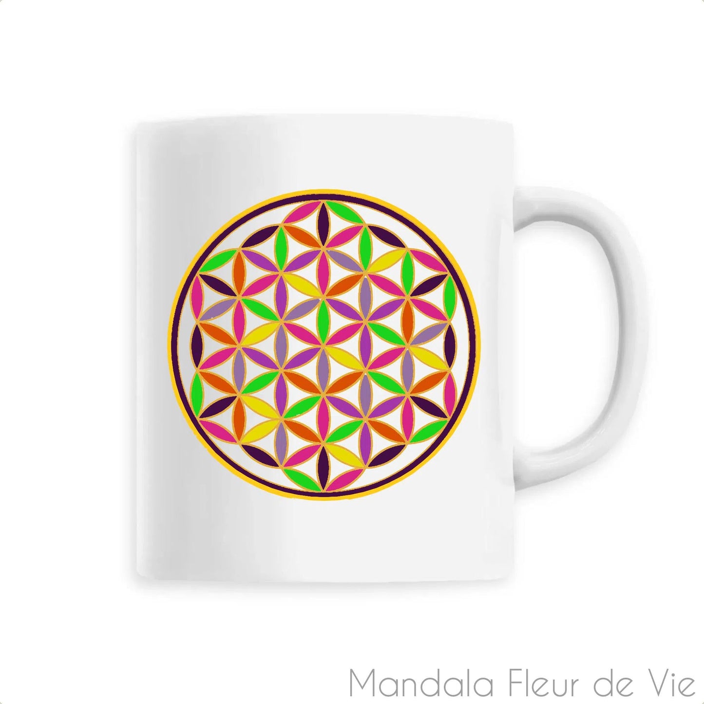 Mug Fleur de Vie Arc en Ciel Doré