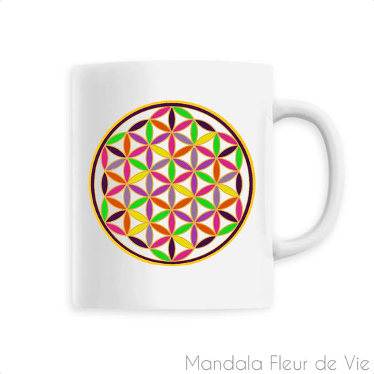 Mug Fleur de Vie Arc en Ciel Doré