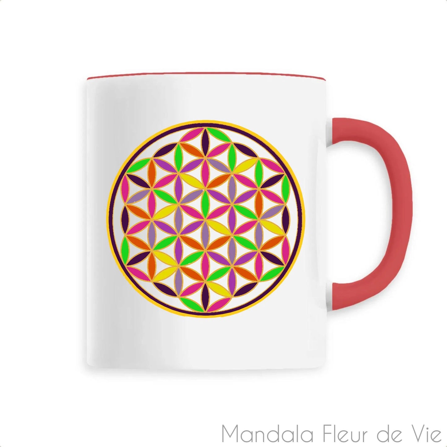 Mug Fleur de Vie Arc en Ciel Doré