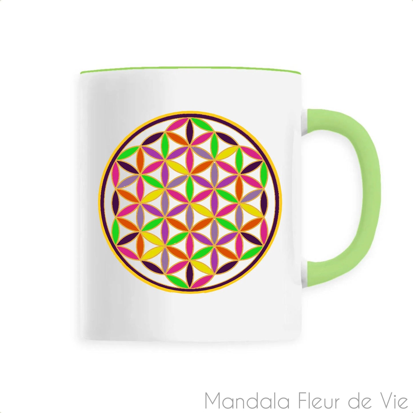 Mug Fleur de Vie Arc en Ciel Doré