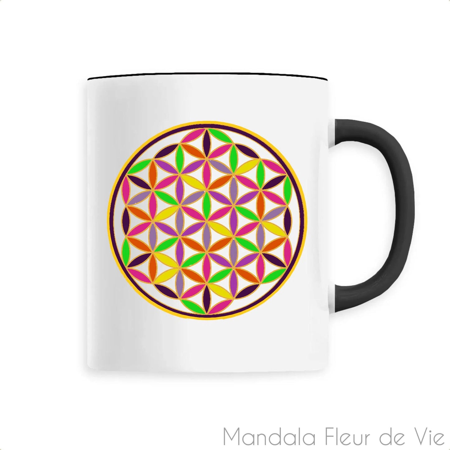 Mug Fleur de Vie Arc en Ciel Doré