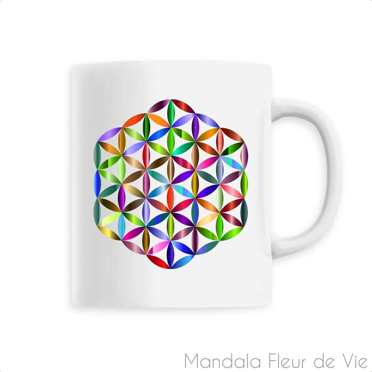 Mug en Céramique Fleur de vie Arc-en-ciel