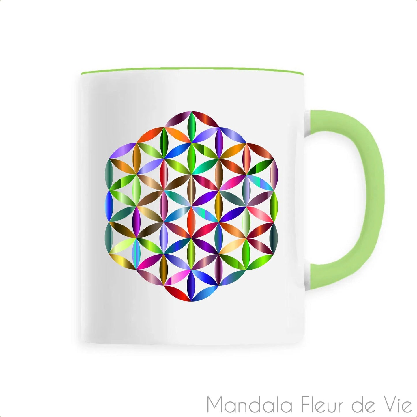 Mug en Céramique Fleur de vie Arc-en-ciel