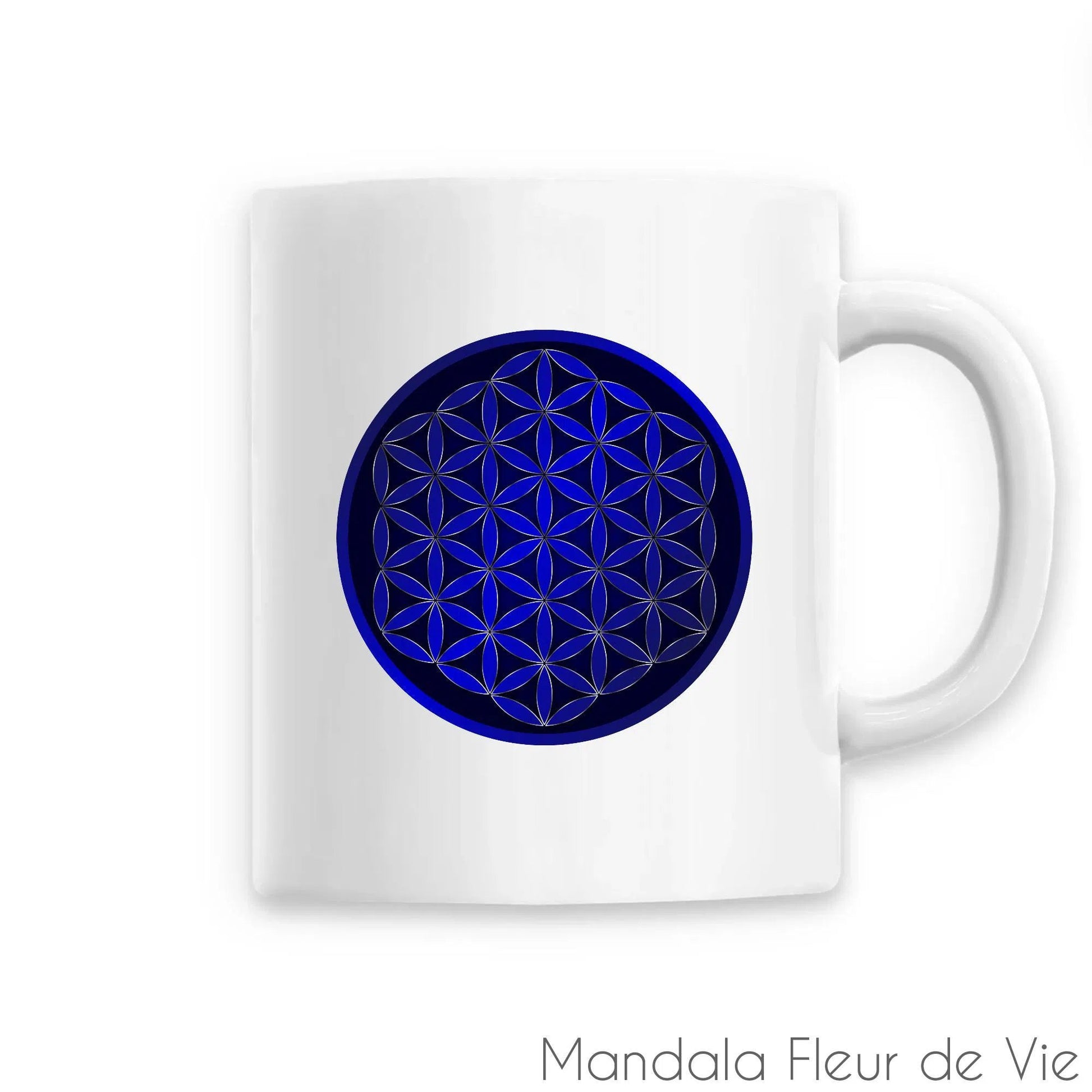 Mug en céramique Fleur de Vie bleue Mandala Fleur de vie