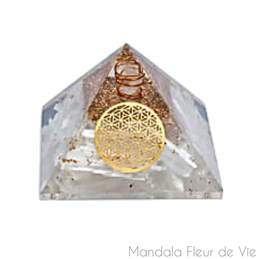 Orgonite Pyramide Sénénite - Mandala Fleur de vie