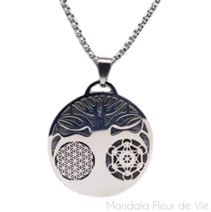 Pendentif Arbre de Vie Géométrie Sacrée - Mandala Fleur de vie