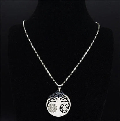 Pendentif Arbre de Vie Géométrie Sacrée - Mandala Fleur de vie