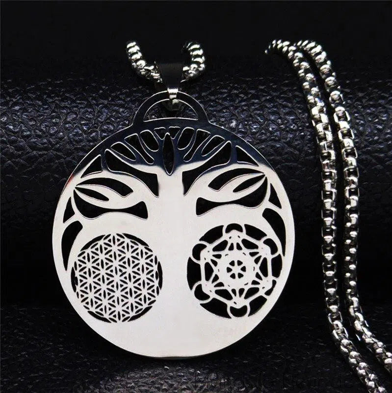 Pendentif Arbre de Vie Géométrie Sacrée - Mandala Fleur de vie