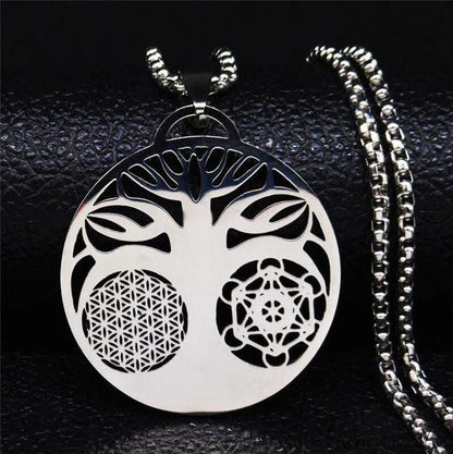 Pendentif Arbre de Vie Géométrie Sacrée - Mandala Fleur de vie