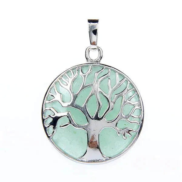 Pendentif Arbre de Vie avec pierre Aventurine Mandala Fleur de vie