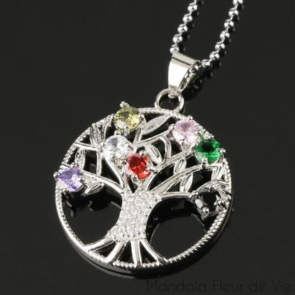 Pendentif Arbre de Vie et Cristaux Chakras