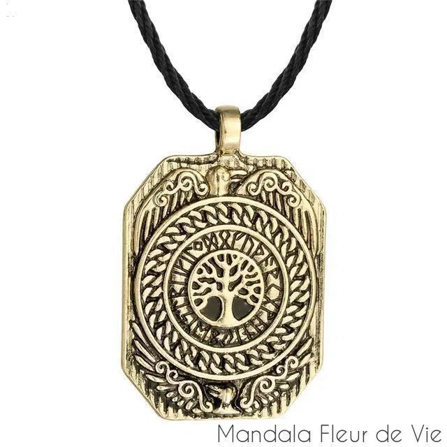 Pendentif Arbre de Vie<br>Runes Mandala Fleur de vie