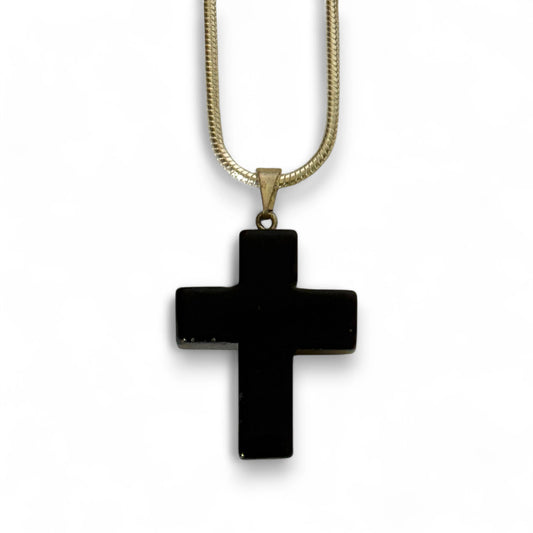 Pendentif Croix en Obsidienne - Protection & ancrage 