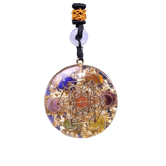 Pendentif Cube de Metatron Orgonite Géométrie Sacrée