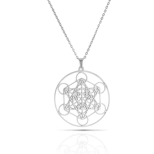 Pendentif Cube de Métatron - Symbole Sacré de Protection Mandala Fleur de vie