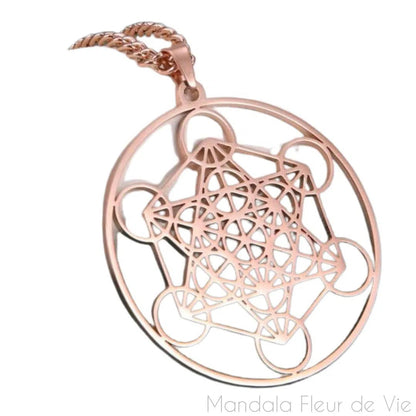 Pendentif Cube de Metatron Géométrie Sacrée - Mandala Fleur de vie