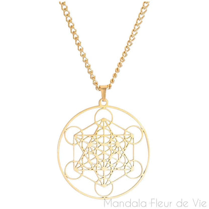 Pendentif Cube de Metatron Géométrie Sacrée - Mandala Fleur de vie