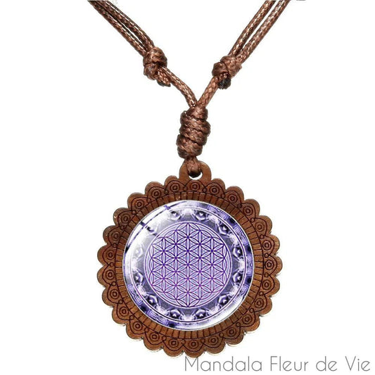 Pendentif Fleur de Vie Bois - Mandala Fleur de vie