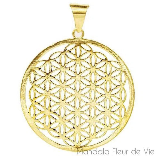 Pendentif Fleur de Vie Grille Couleur Or