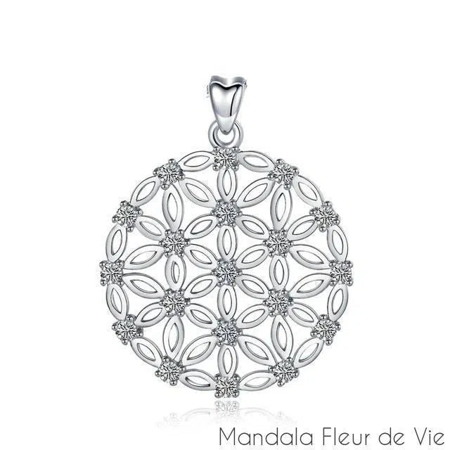 Pendentif Fleur de Vie en Argent S925 Mandala Fleur de vie