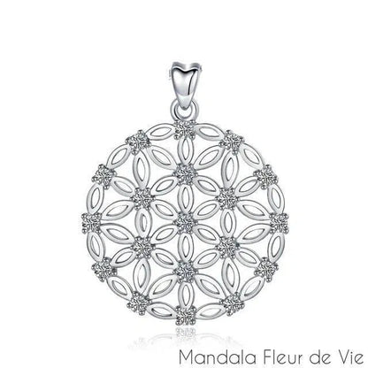 Pendentif Fleur de Vie en Argent S925 Mandala Fleur de vie