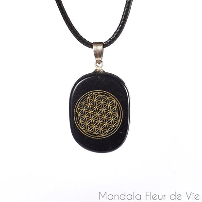 Pendentif Fleur de Vie en Pierre Naturelle - Mandala Fleur de vie