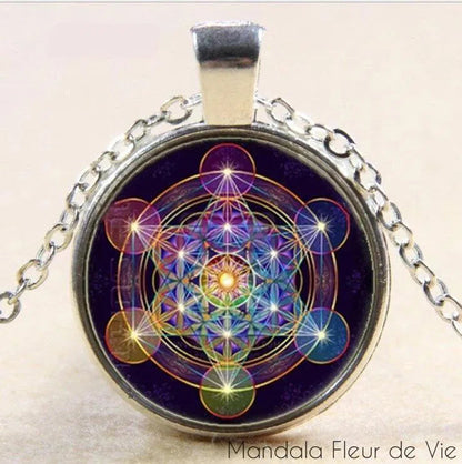 Pendentif Fleur de Vie<br>Cube de Metatron Mandala Fleur de vie