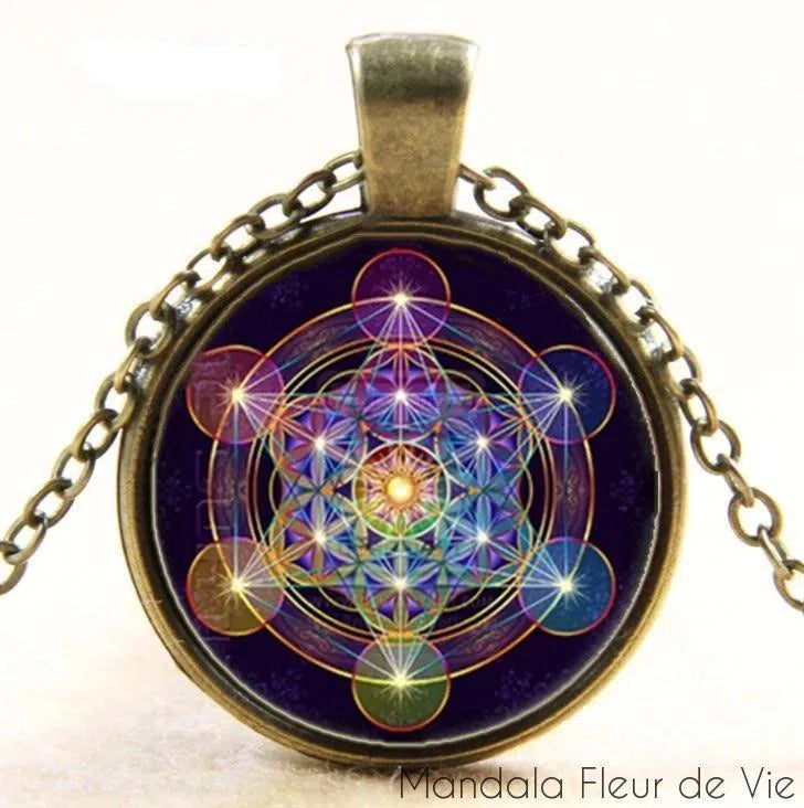 Pendentif Fleur de Vie<br>Cube de Metatron Mandala Fleur de vie