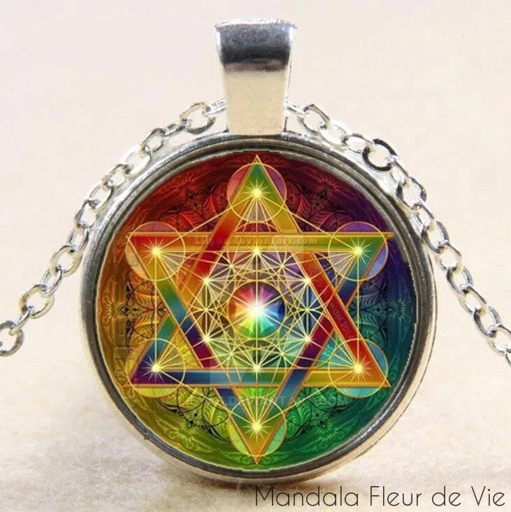 Pendentif Fleur de Vie<br>Cube de Metatron Mandala Fleur de vie