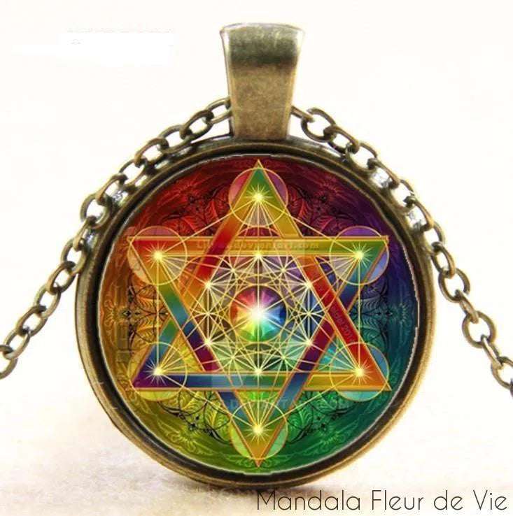 Pendentif Fleur de Vie<br>Cube de Metatron Mandala Fleur de vie