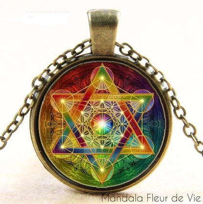 Pendentif Fleur de Vie<br>Cube de Metatron Mandala Fleur de vie