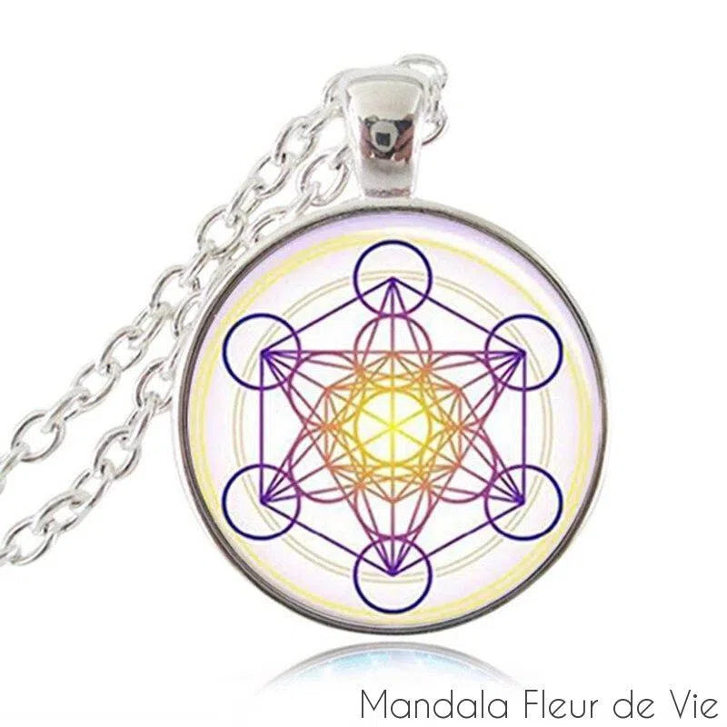 Pendentif Fleur de Vie<br>Cube de Metatron Mandala Fleur de vie