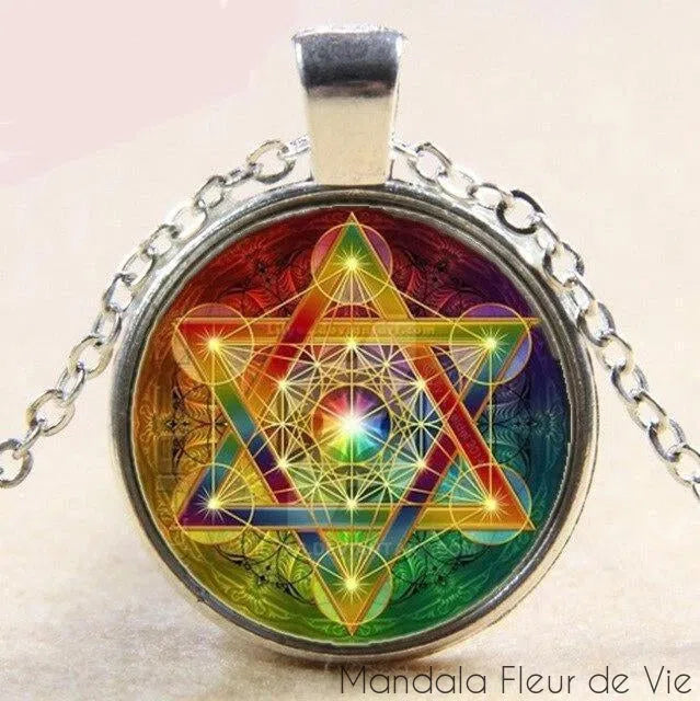 Pendentif Fleur de Vie<br>Cube de Metatron Mandala Fleur de vie