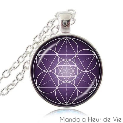 Pendentif Fleur de Vie<br>Cube de Metatron Mandala Fleur de vie