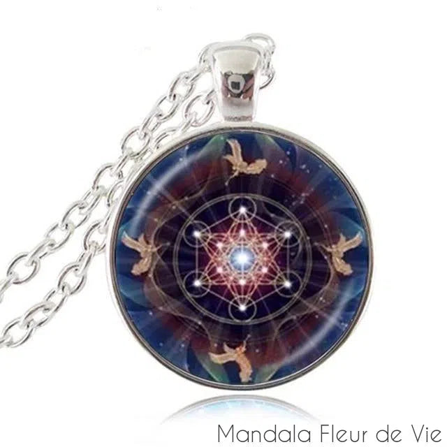 Pendentif Fleur de Vie<br>Cube de Metatron Mandala Fleur de vie