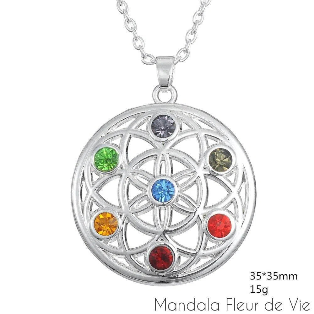 Pendentif Fleur de Vie<br>Mandala Chakras Mandala Fleur de vie