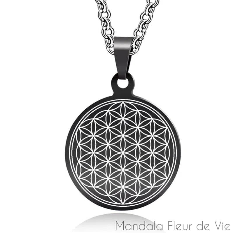 Pendentif Fleur de VieNoir & Blanc