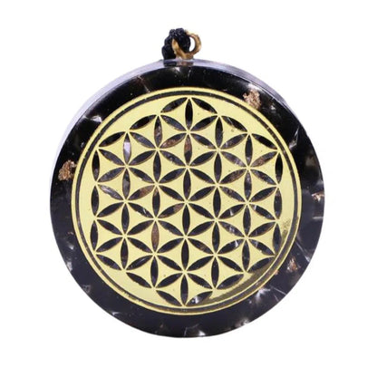 Pendentif Fleur de VieOrgonite Obsidienne