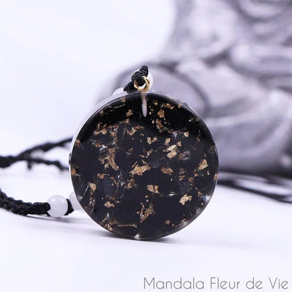 Pendentif Fleur de VieOrgonite Obsidienne