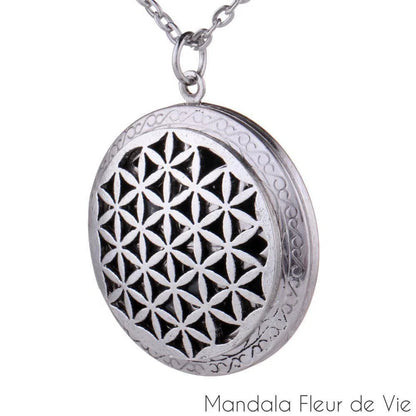 Pendentif Fleur de vie  Diffuseur d'Huiles Essentielles Mandala Fleur de vie