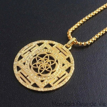 Pendentif Fleur de vie Géométrie Sacrée Mandala Fleur de vie