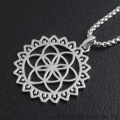 Pendentif Fleur de vie Géométrie Sacrée Mandala Fleur de vie