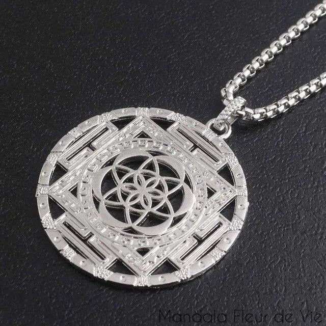 Pendentif Fleur de vie Géométrie Sacrée Mandala Fleur de vie