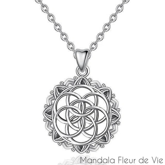 Pendentif Fleur de vie Graine de vie(Argent) Mandala Fleur de vie