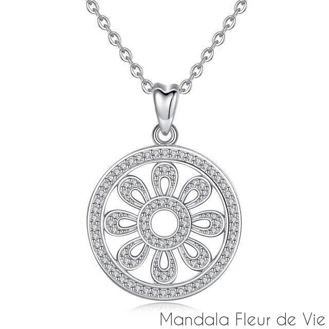 Pendentif Fleur de vie Graine de vie(Argent) Mandala Fleur de vie