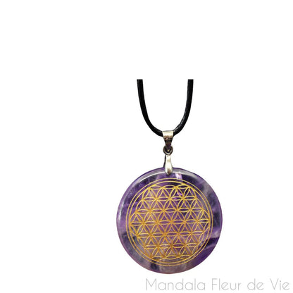 Pendentif Fleur de vie en pierre naturelle