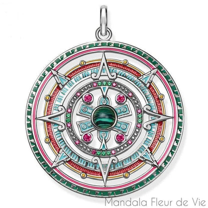 Pendentif Mandala Aztèque en Argent