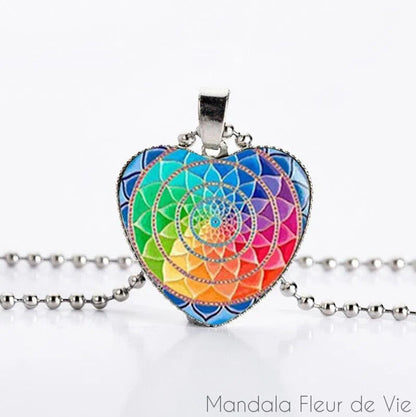 Pendentif Mandala Fleur Cœur