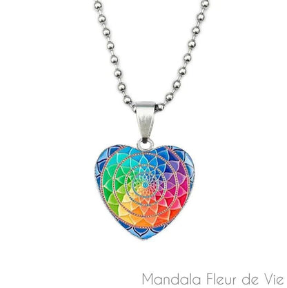 Pendentif Mandala Fleur Cœur